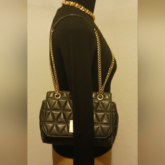 Michael Kors black Quilted  Leather SLOAN Purse - Picture 4 of 9